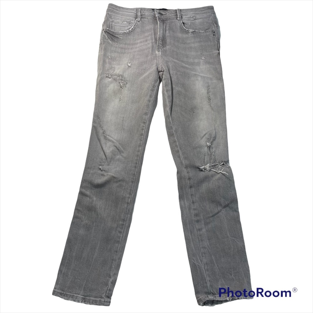 Zara TRAFALUC light gray denim high rise crop jeans size 4